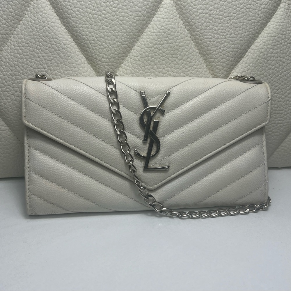 Yves Saint Laurent White Quilted Wallet